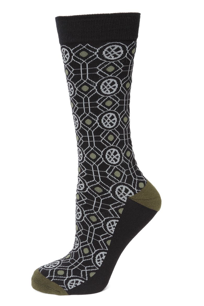 Doctor Strange Silk Tie, Crew Socks & Cuff Links Set, Alternate, color, BLACK
