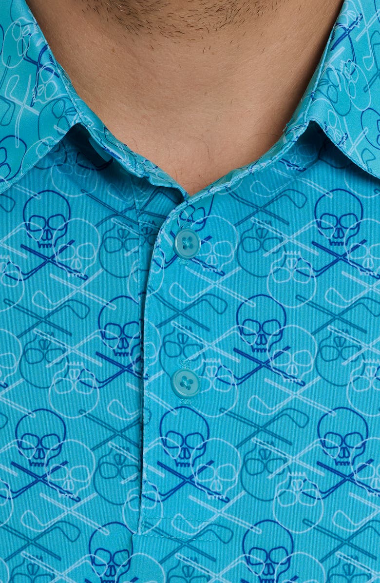 Robert Graham Iron Skull 2 Print Performance Golf Polo, Alternate, color, 