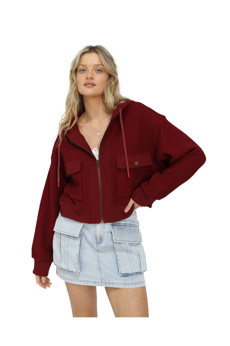 Fireside Cropped Utility Zip Jacket, Alternate, color, Red Overflow