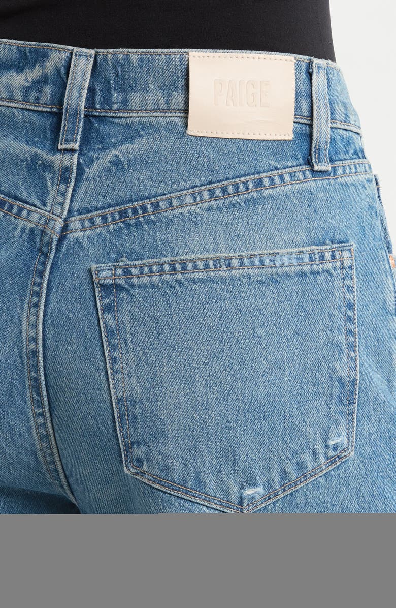 PAIGE Arellia Skimmer Covered Button Fly Wide Leg Jeans, Alternate, color, Terazzo Destructed Chew Hem