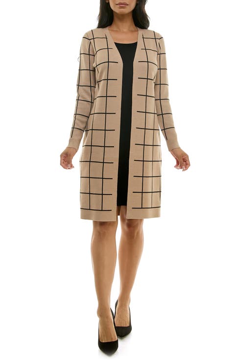 Twofer Windowpane Sweater Sheath Dress
