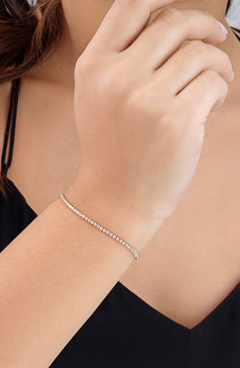 Sterling Forever Rhodium Plated Clear CZ Slider Bracelet, Alternate, color,