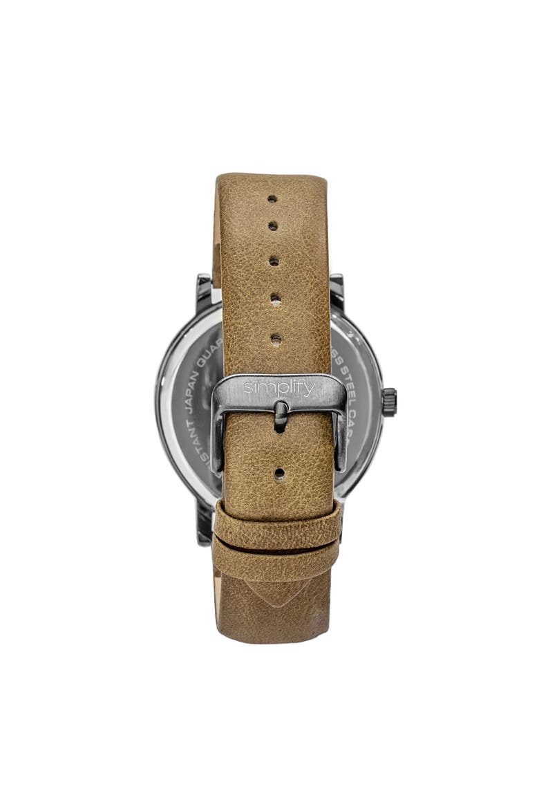 The 7000 Leather-Band Watch, Alternate, color, Gunmetal/Brown