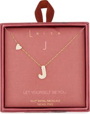 Leith Cubic Zirconia Heart & Bubble Initial Pendant Necklace