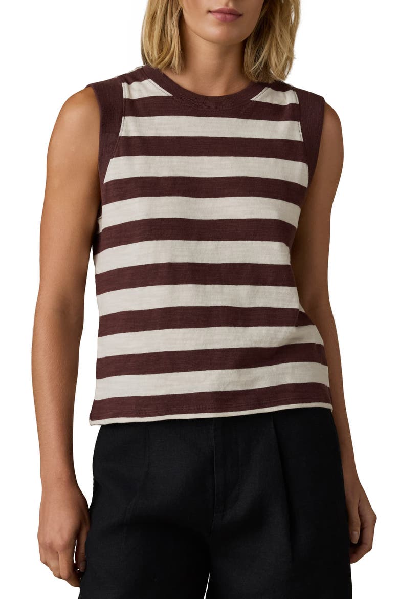 Sunwashed Slub Muscle Tank, Main, color, CHOCOLATE STRIPE