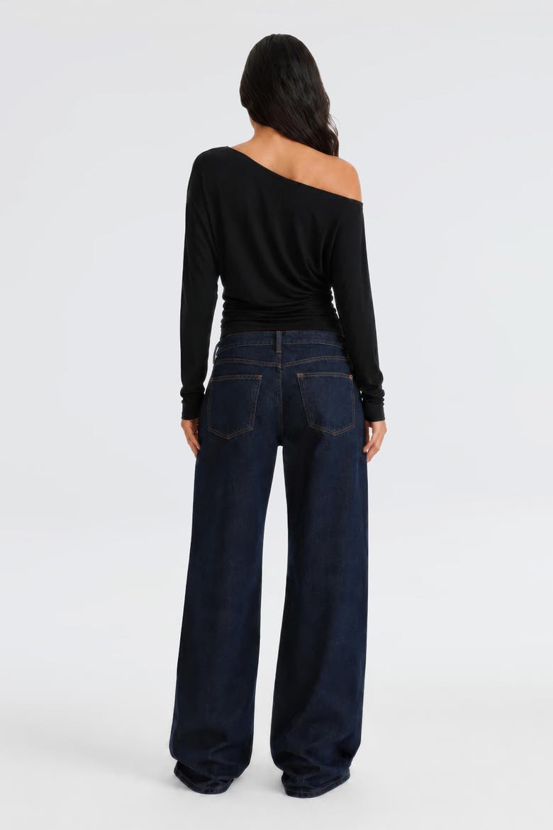 Luna Off-Shoulder Draped Long Sleeve Stretch Top, Alternate, color, Black