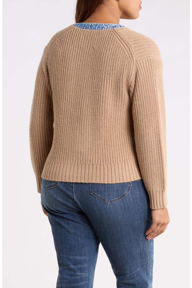 Denim Trim Cropped Cardigan, Alternate, color, TAN