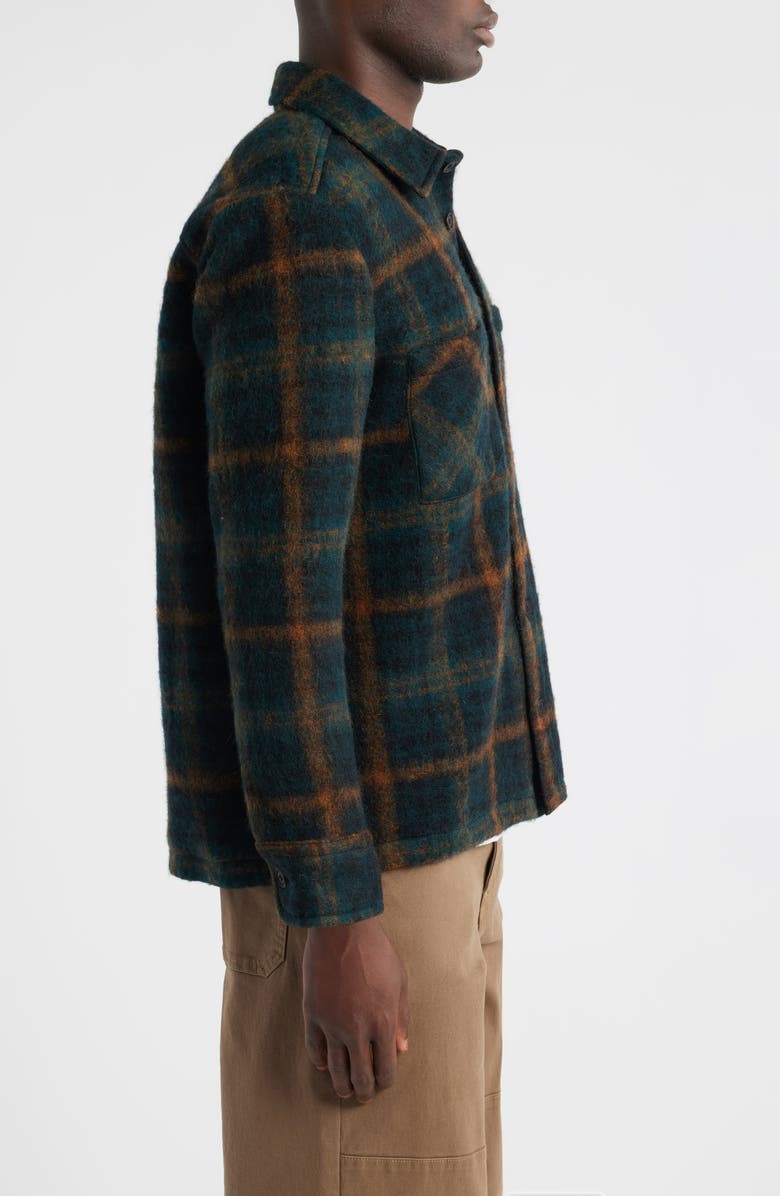 Wax London Whiting Check Wool Blend Overshirt, Alternate, color, Teal / Orange