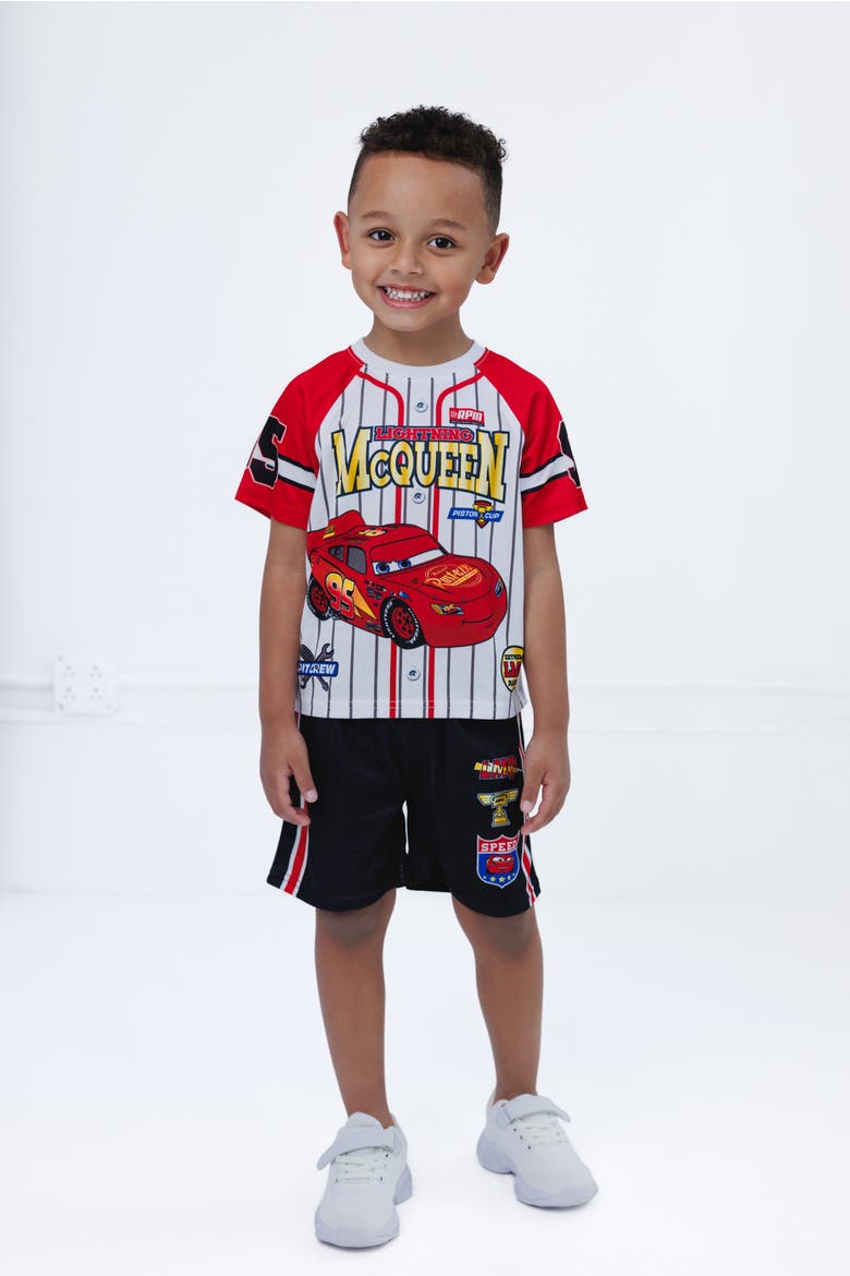 Cars Lightning McQueen 2-Piece Baseball Jersey and Shorts Set, Alternate, color, McQueen White Black