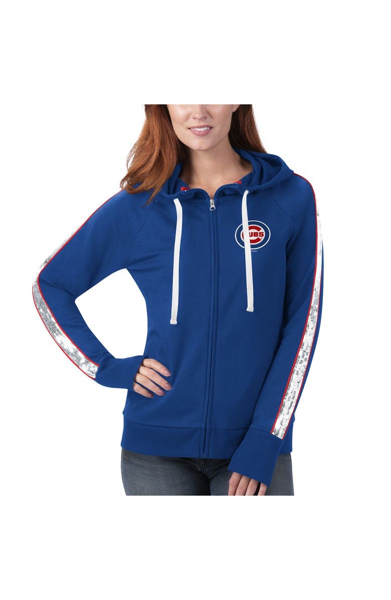 G-III 4HER BY CARL BANKS Women's G-III 4Her by Carl Banks Royal Chicago Cubs Game Changer Raglan Full-Zip Hoodie, Alternate, color,
