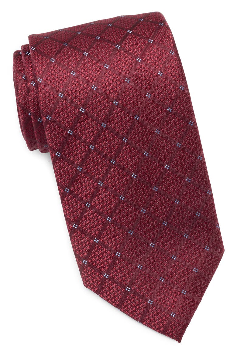 Carden Neat Tie, Main, color, BURGUNDY