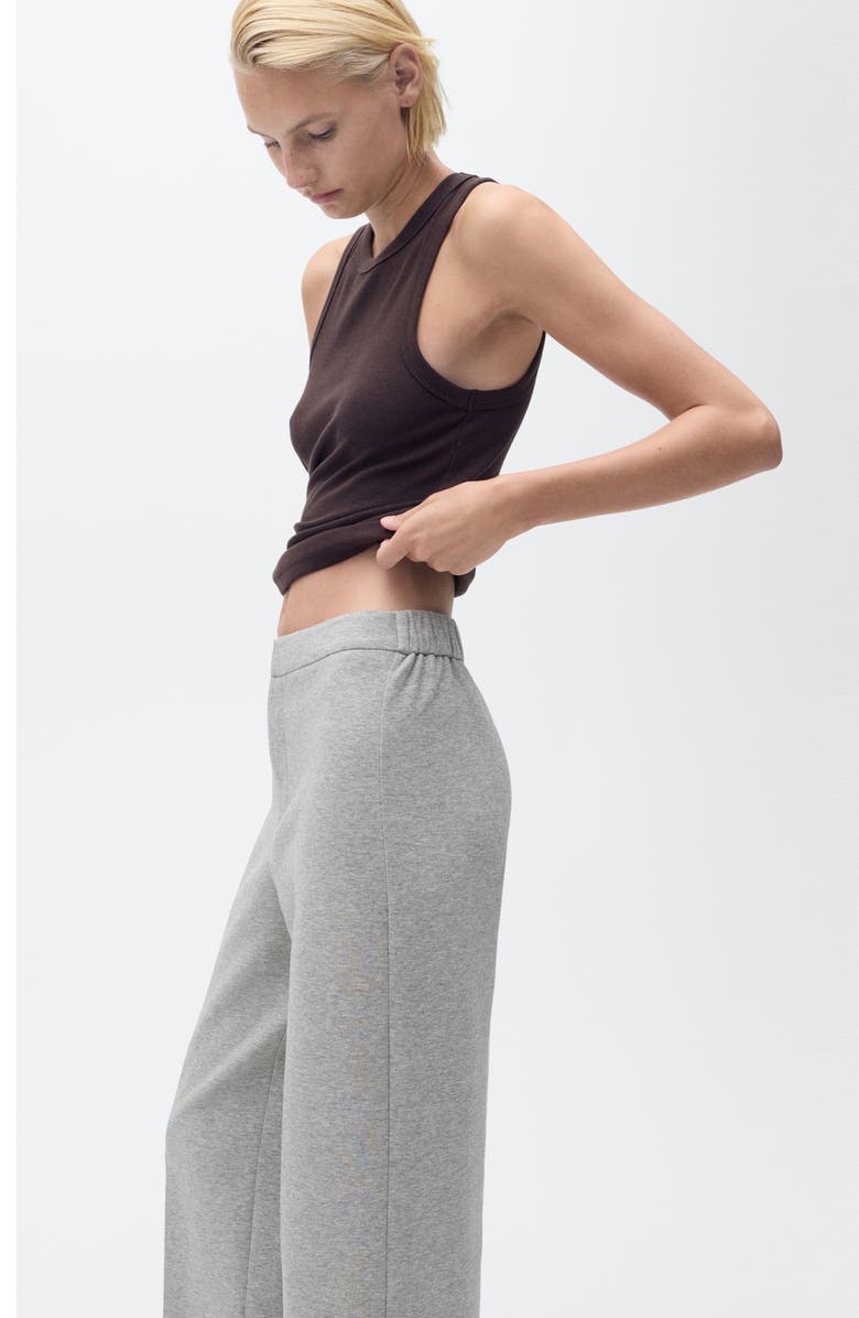 MANGO Cotton Blend Straight Leg Pants, Alternate, color, Medium Heather Grey