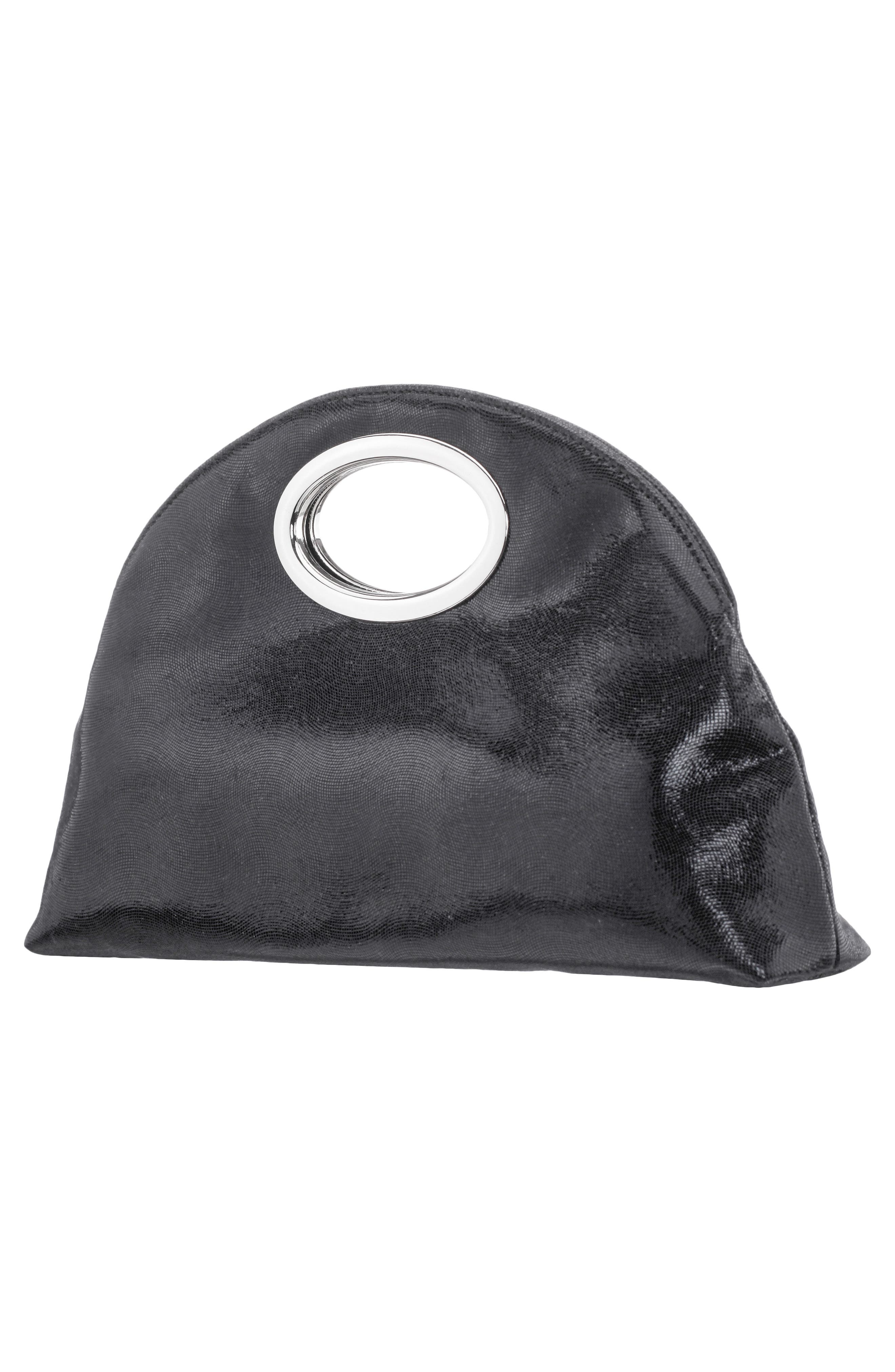 Nina Jael Top Handle Clutch, Alternate, color, Black