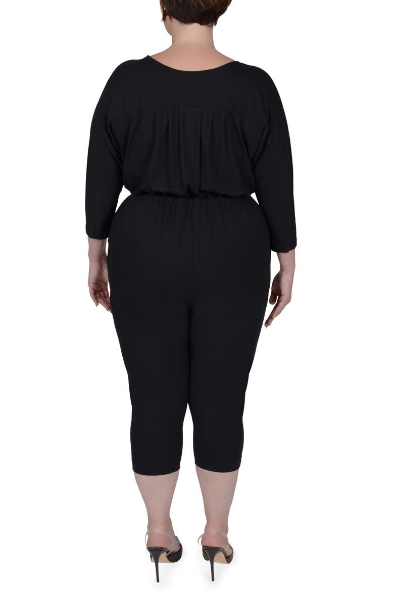 Alex Jersey Crop Jumpsuit, Alternate, color, BLACK