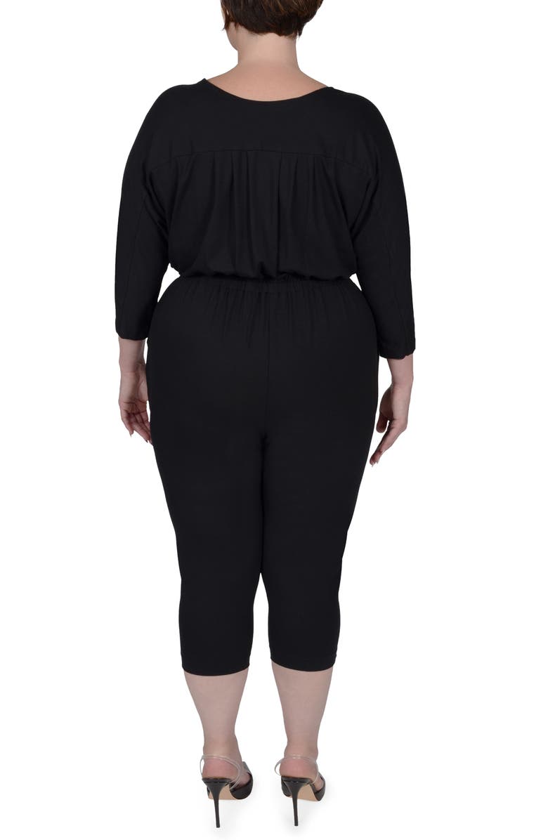 MAYES NYC Alex Jersey Crop Jumpsuit, Alternate, color, Black