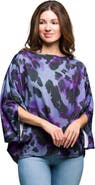 24seven Comfort Apparel Animal Print Boat Neck Dolman Sleeve Top