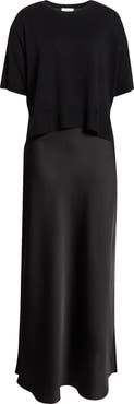 CeCe Dolman Sleeve Mixed Media Maxi Dress