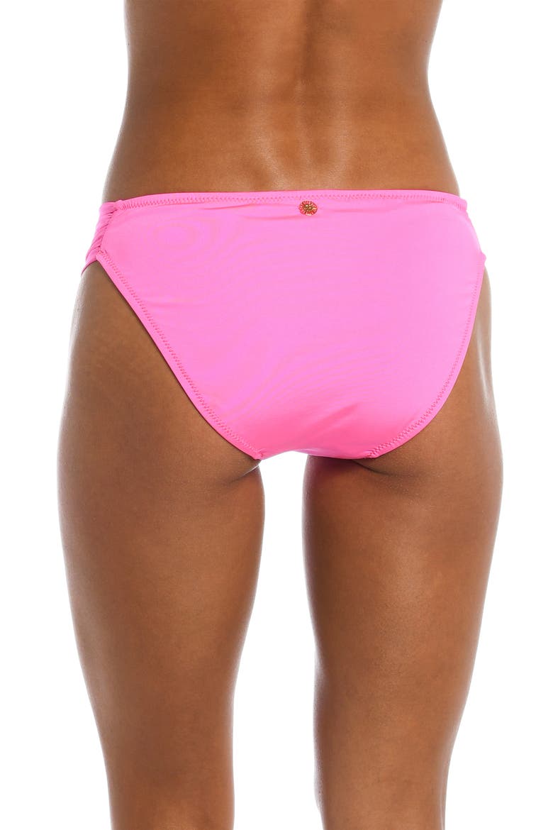 Solids Shirred Side Bikini Bottoms, Alternate, color, ELECTRIC PINK