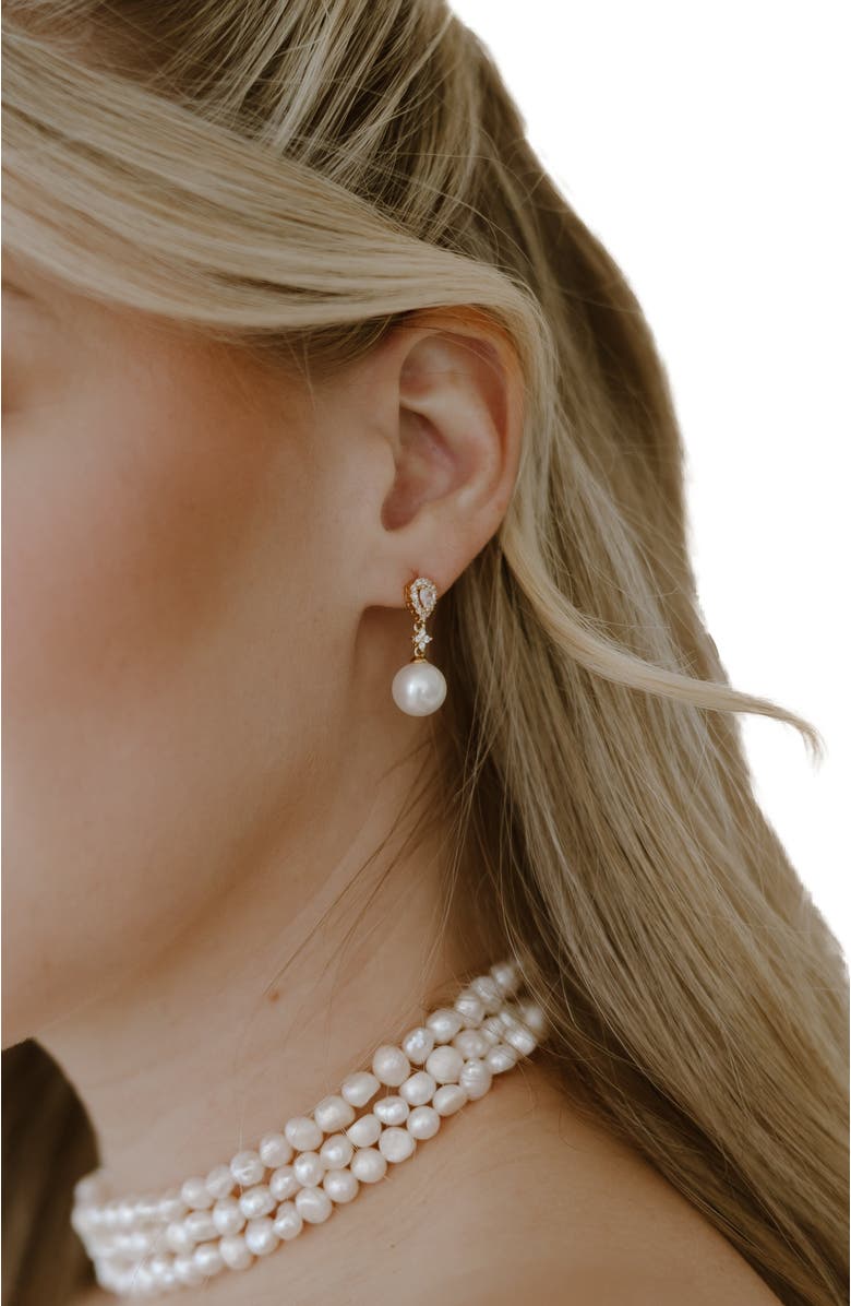 Untamed Petals Melody Pearl Drop Earrings, Alternate, color, Gold