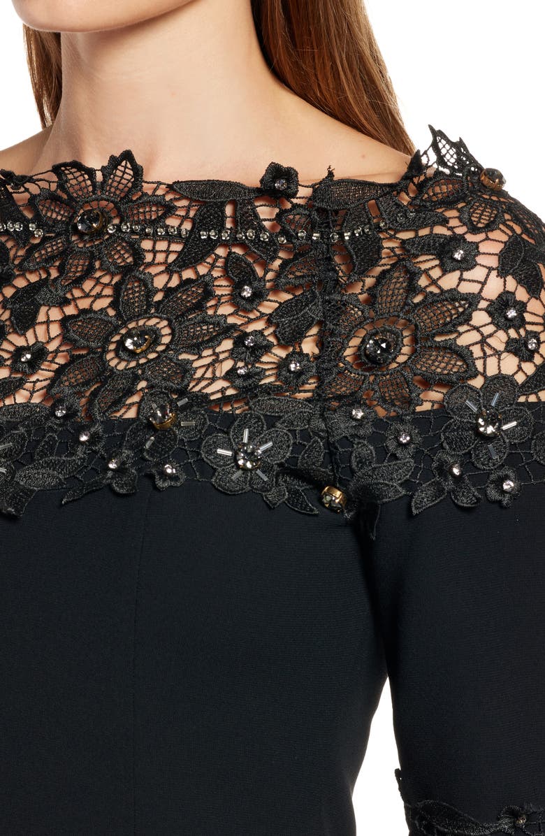 Shani Crepe & Lace Sheath Dress, Alternate, color,