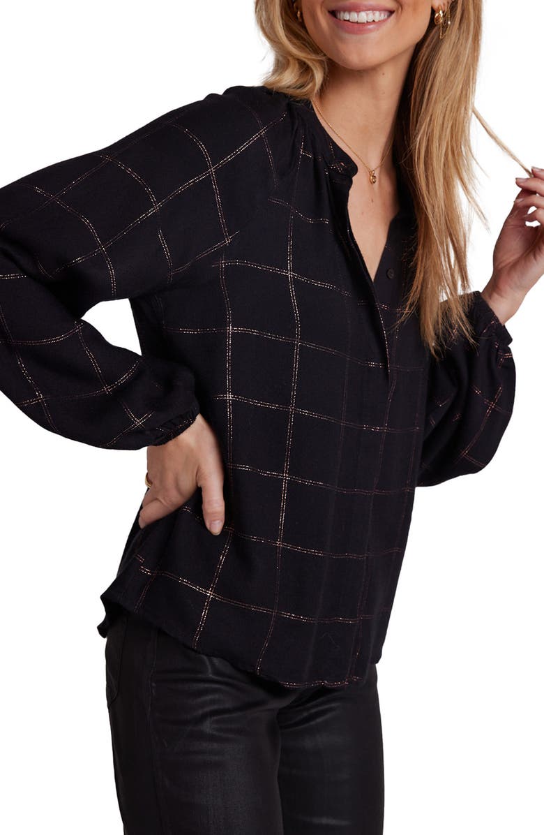 Bella Dahl Metallic Windowpane Plaid Shirt, Alternate, color, 