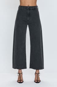 Pistola Penny High Waist Raw Hem Wide Leg Jeans