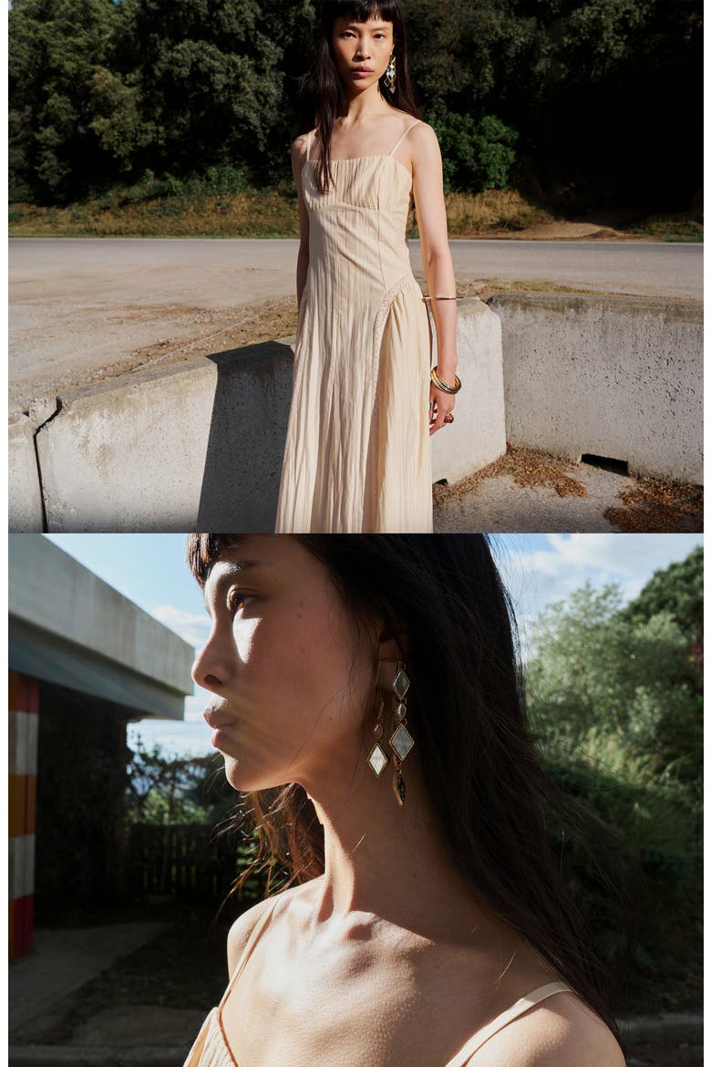 Lace Detail Corset Dress, Alternate, color, SAND