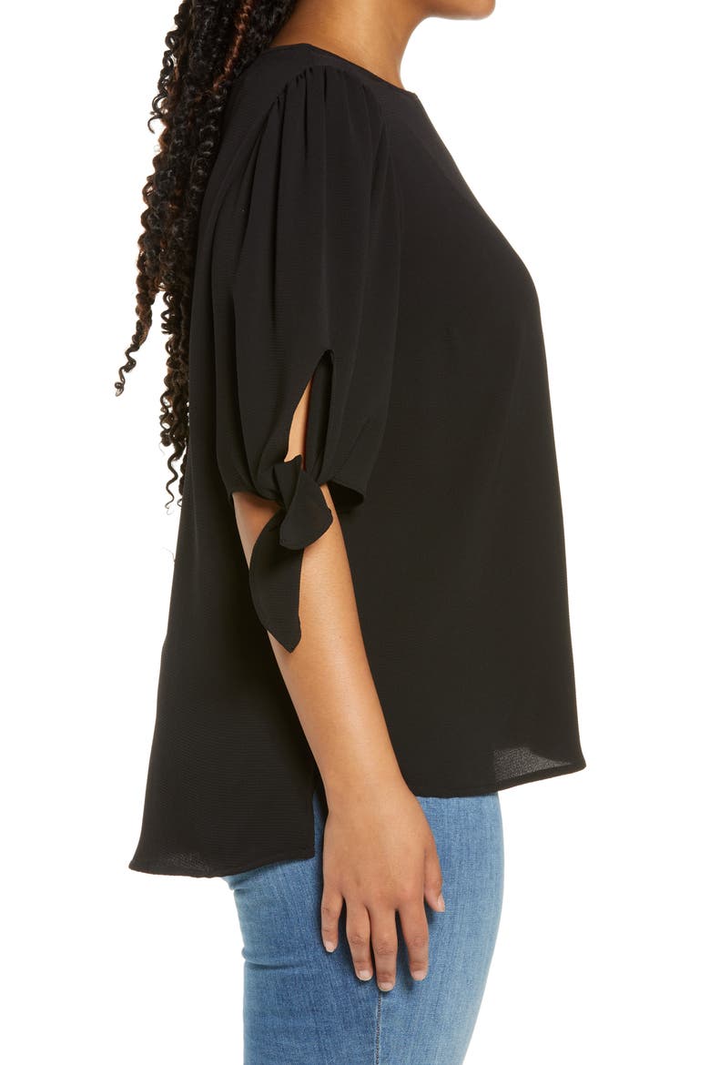 Tie Sleeve Blouse, Alternate, color, RICH BLACK