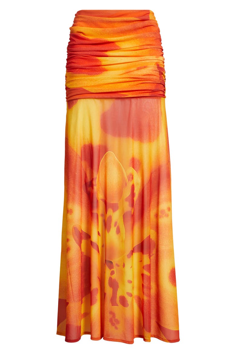 Susurro Print Semi Sheer Maxi Skirt, Alternate, color, PEACH