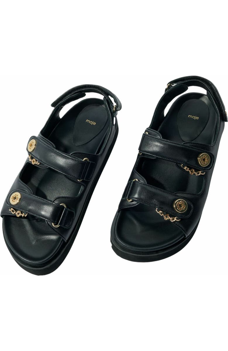 maje Flat leather sandals, Alternate, color,