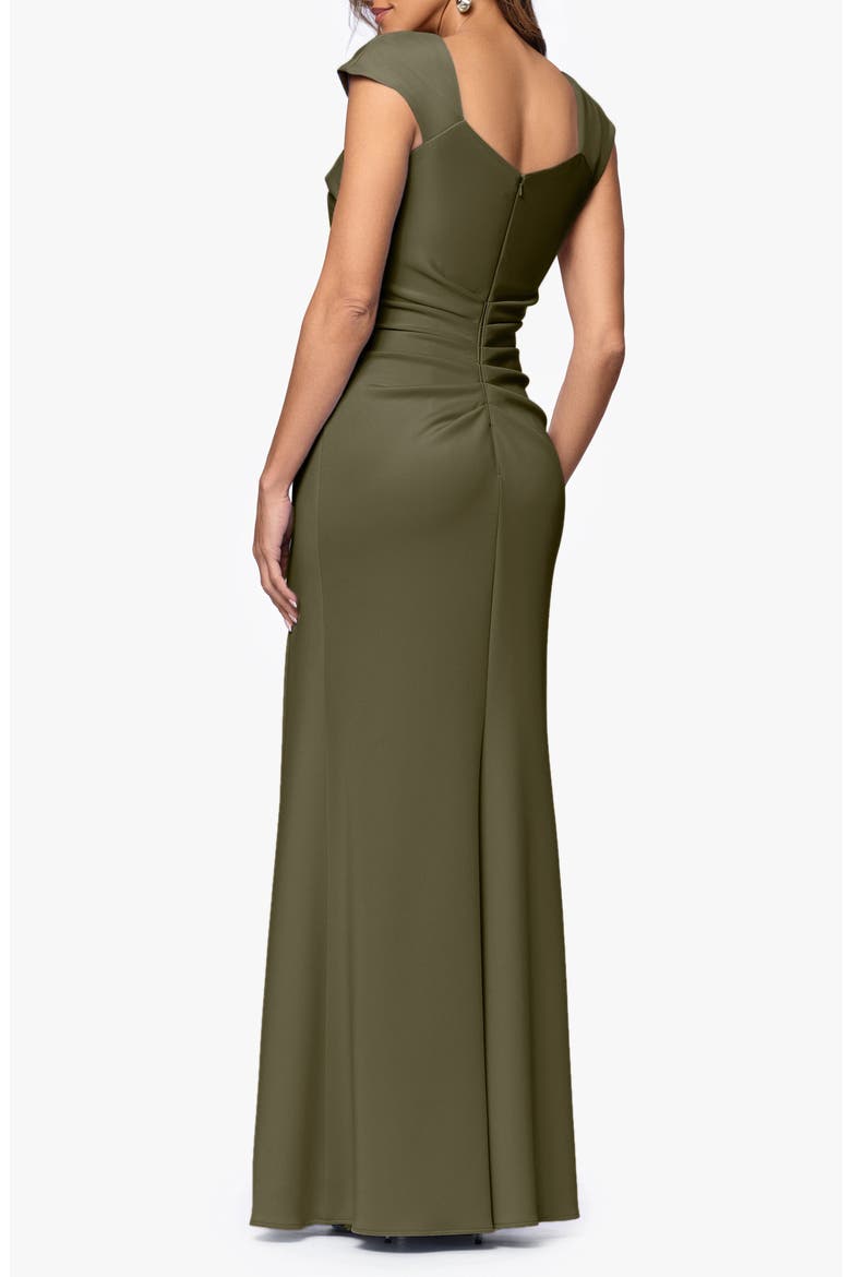 Asymmetric Neck Scuba Knit Trumpet Gown, Alternate, color, OLIVE