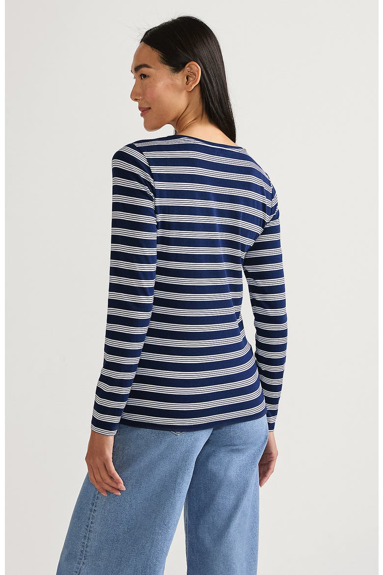 Long Sleeve Lightweight Jersey Scoop Neck T-Shirt, Alternate, color, Deep Sea Navy Quad Stripe