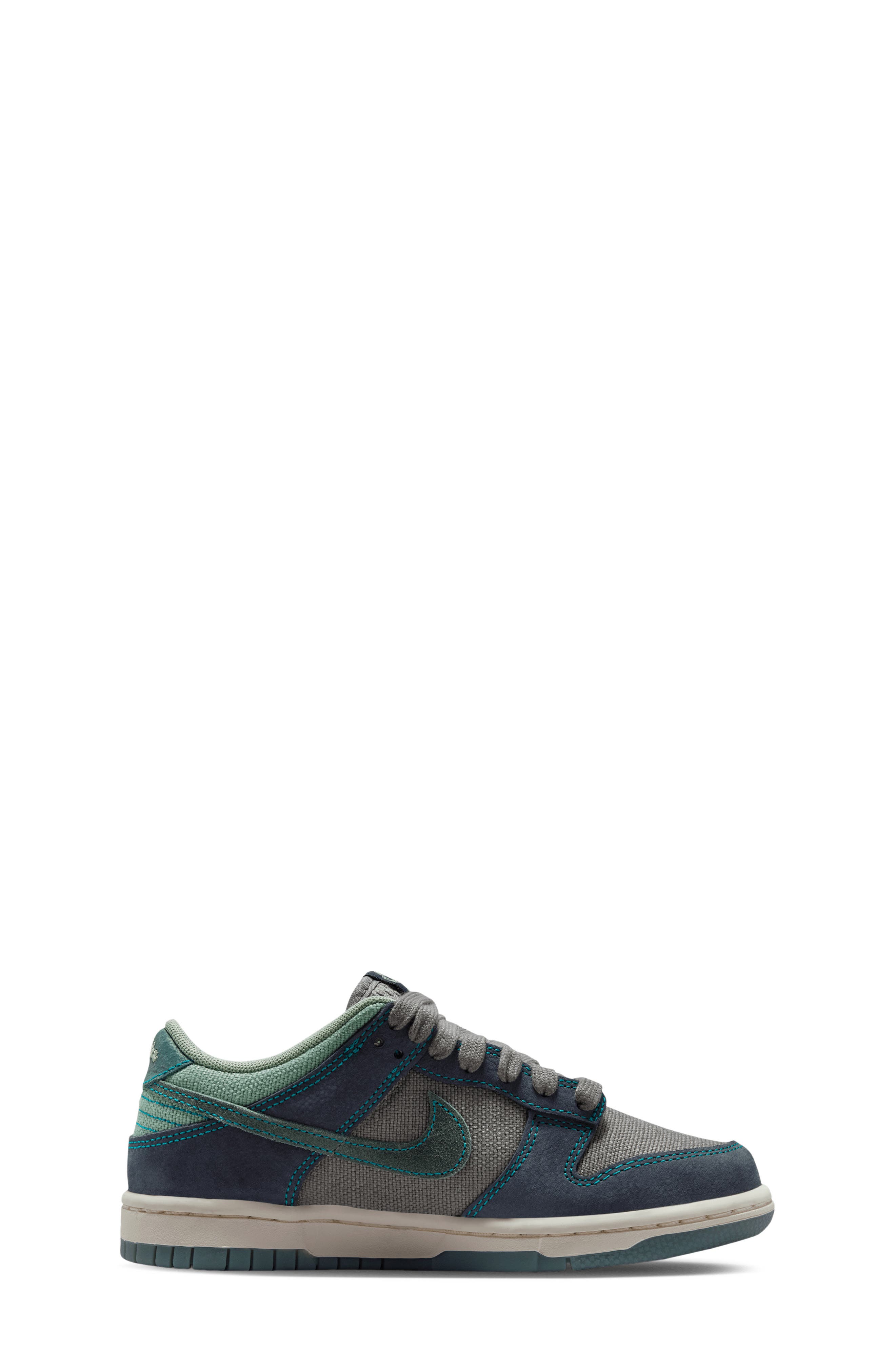 Kids' Dunk Low Basketball Sneaker, Alternate, color, PENCIL POINT/ OBSIDIAN/ STEAM