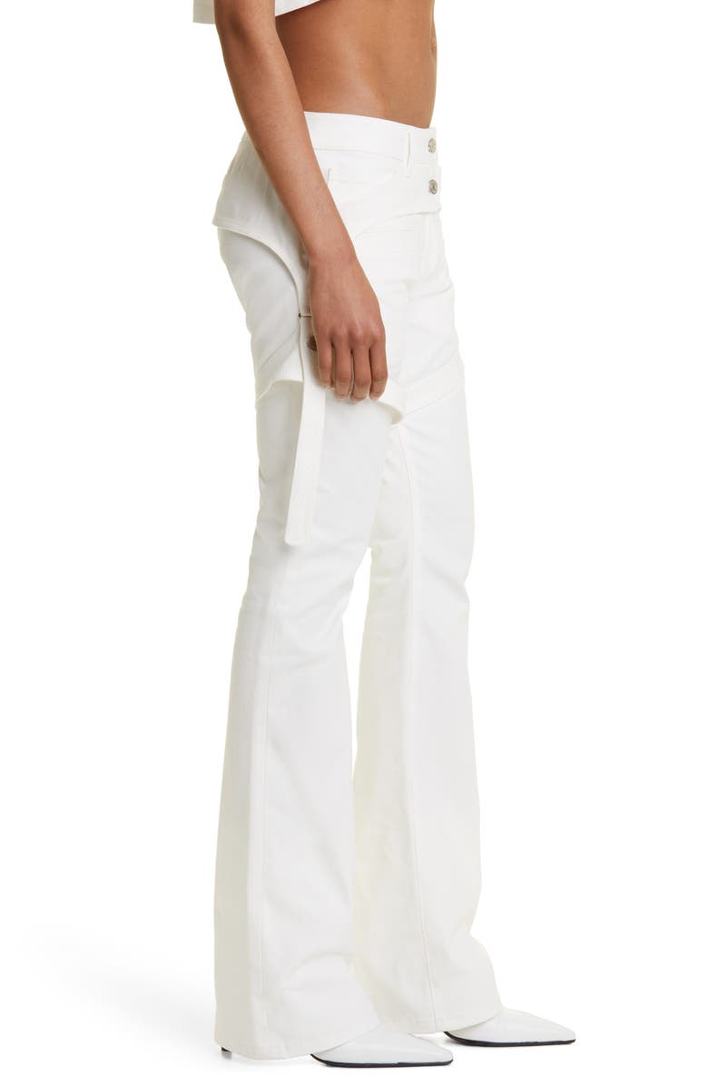 Courrèges Racer Strap Wide Leg Stretch Cotton Pants, Alternate, color, 