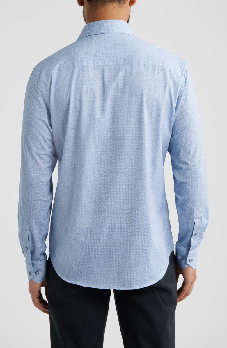 Bugatchi James OoohCotton<sup>®</sup> Linked Medallion Print Button-Up Shirt, Alternate, color, Air Blue