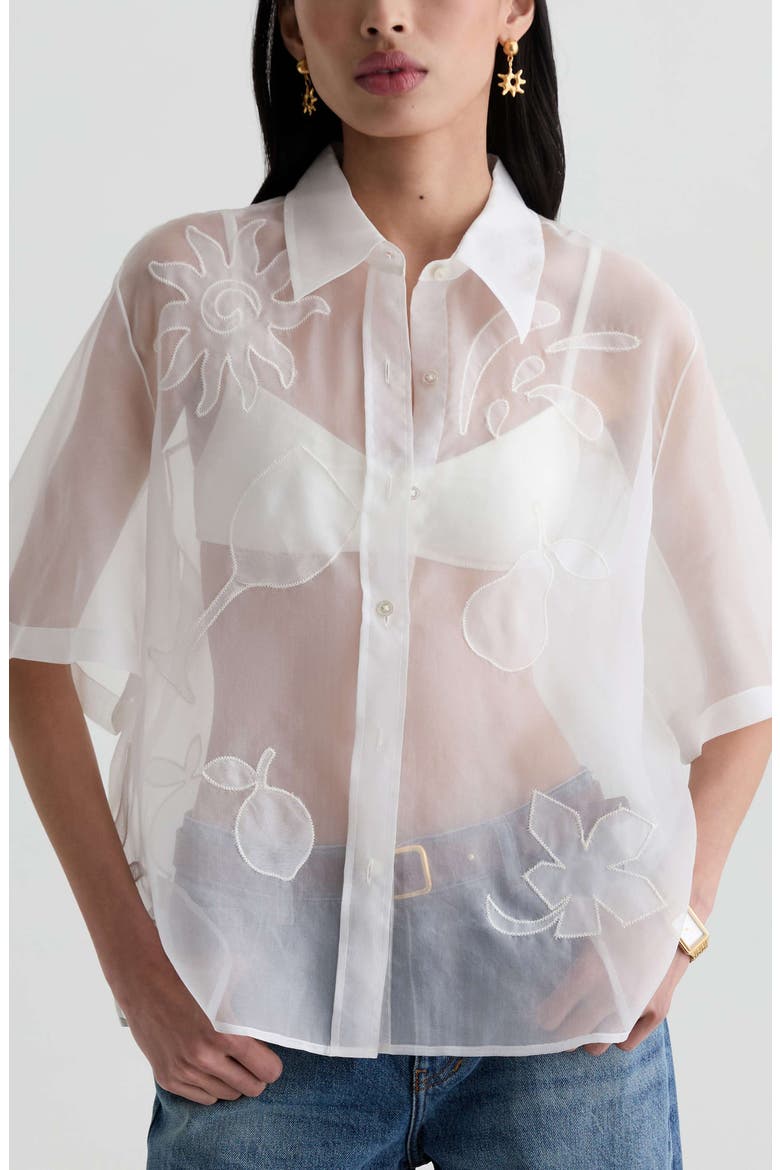 Emma Patch Sheer Silk Shirt, Main, color, TIPSY SUN
