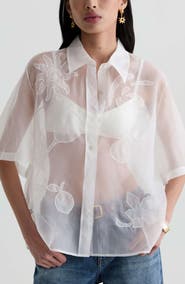 AG Emma Patch Sheer Silk Shirt