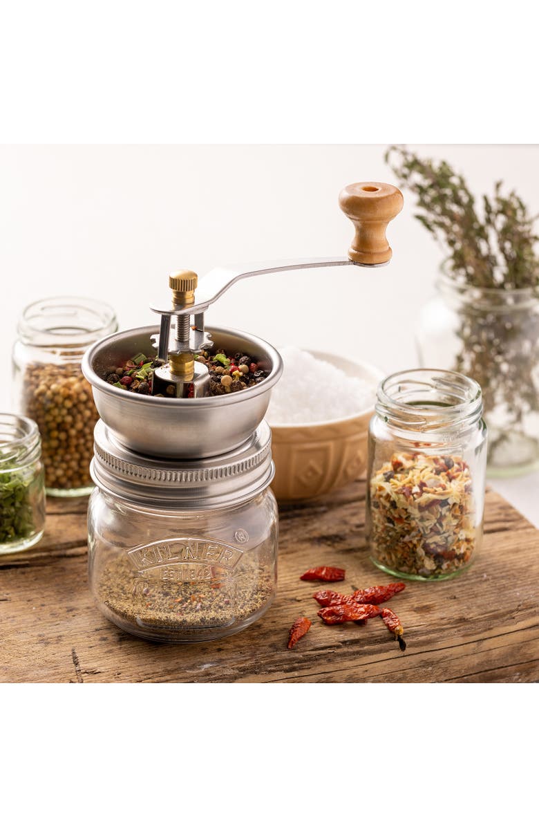Kilner Seasoning Grinder, Refillable Glass Spice Mill with Stainless Steel Grinder, Alternate, color,