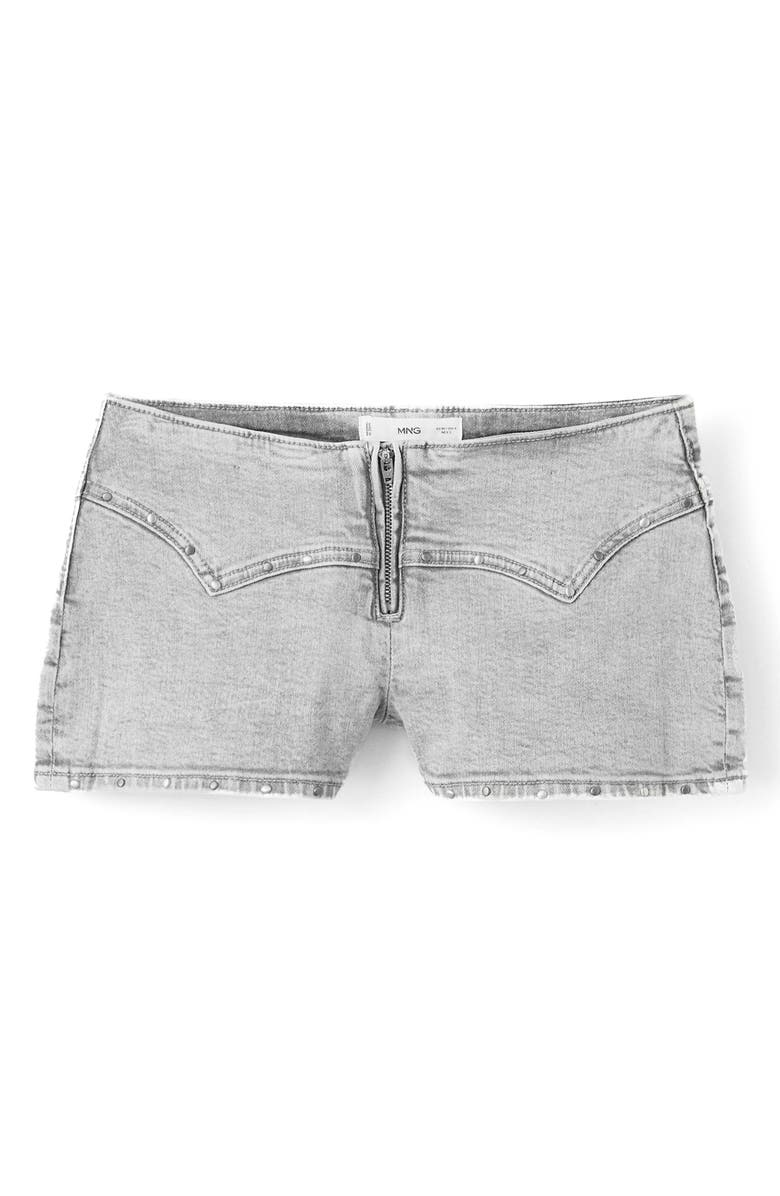 MANGO TEEN Studded Zip Denim Shorts, Main, color,