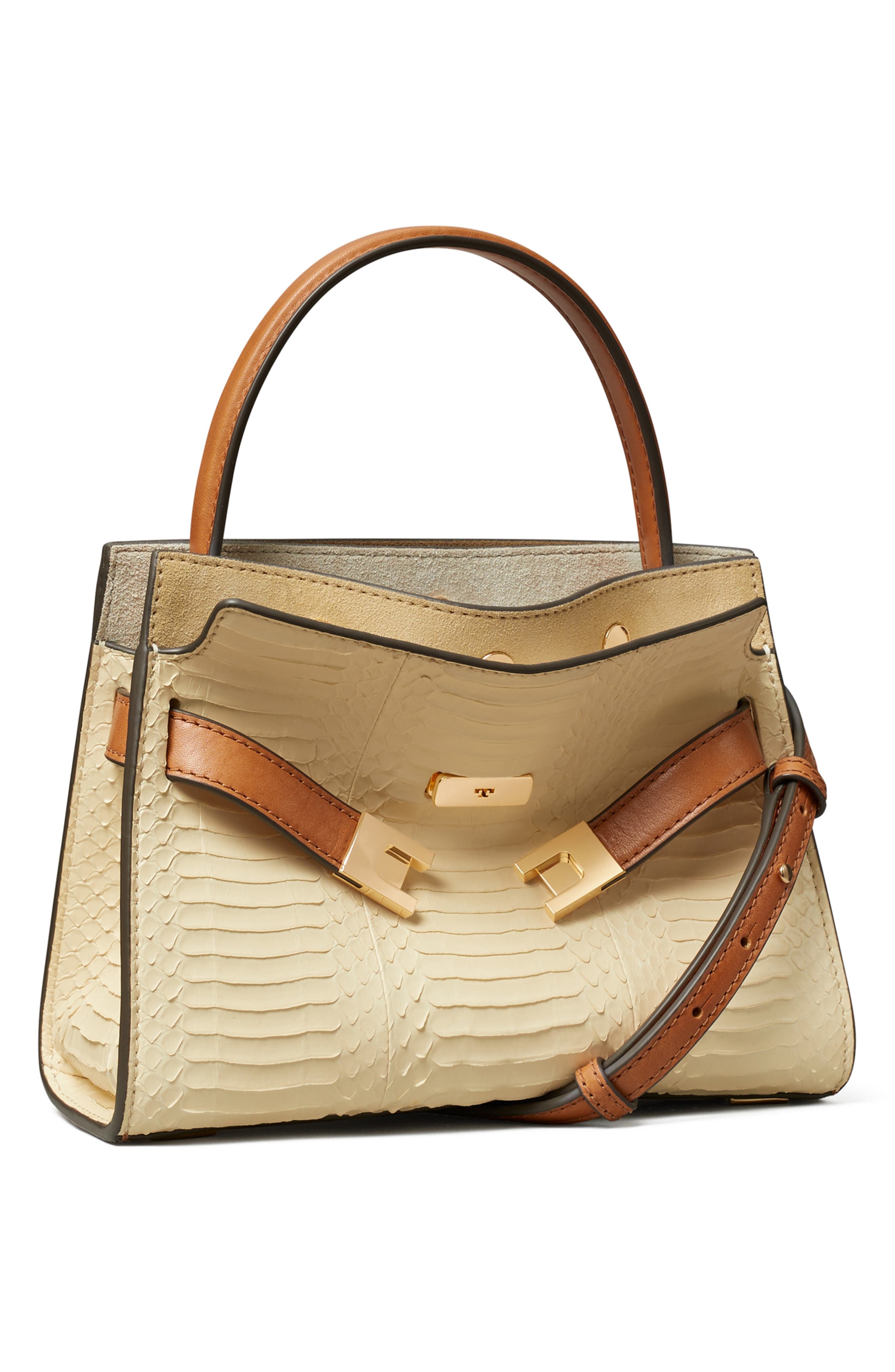 Petite Lee Radziwill Genuine Snake Satchel, Alternate, color, BUTTER