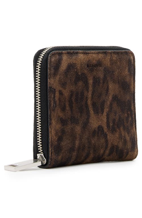 Allsaints Womens Leopard Brown Lena Leopard Zipped Leather Wallet In Brown