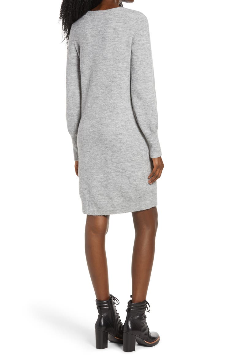 Simone Long Blouson Sleeve Sweater Dress, Alternate, color, LIGHT GREY MELANGE