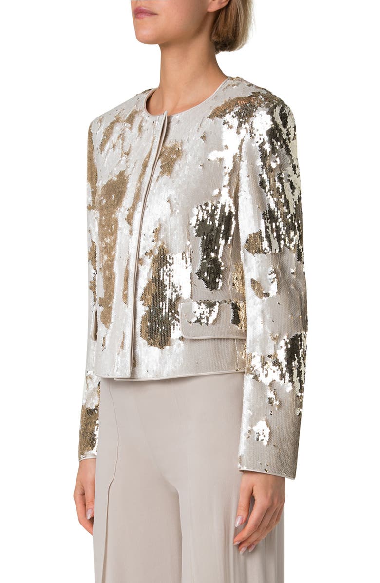 Akris Adriana Flip Sequin Crop Jacket, Alternate, color, 