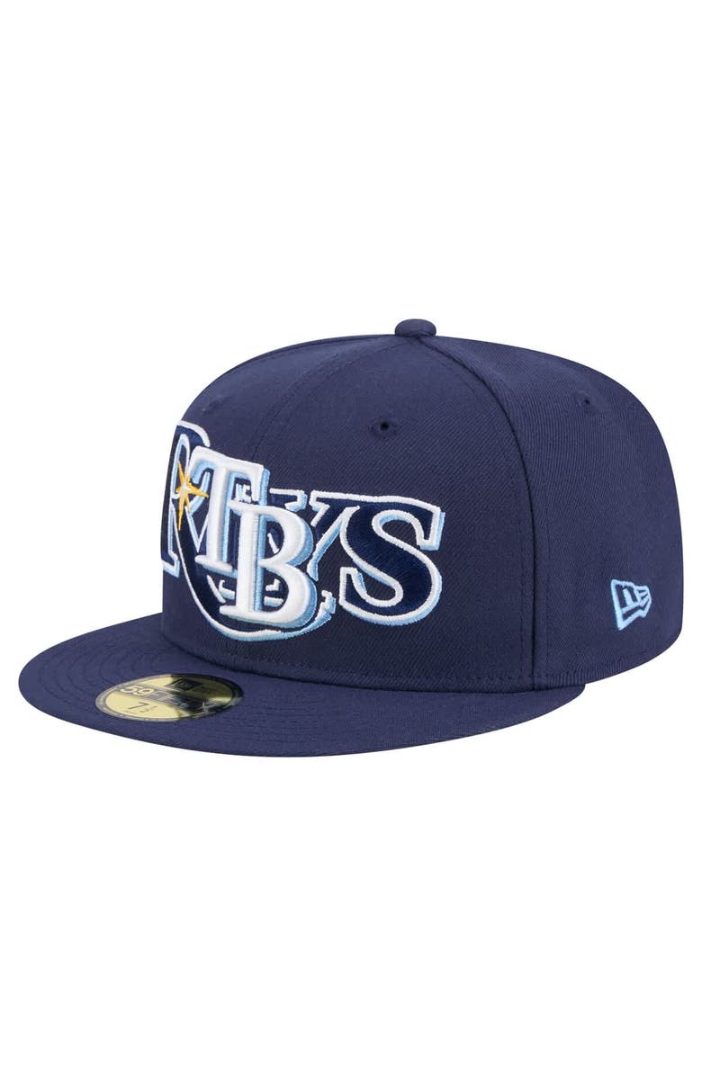 New Era Men's New Era Navy Tampa Bay Rays Overlap 59FIFTY Fitted Hat, Main, color, Navy