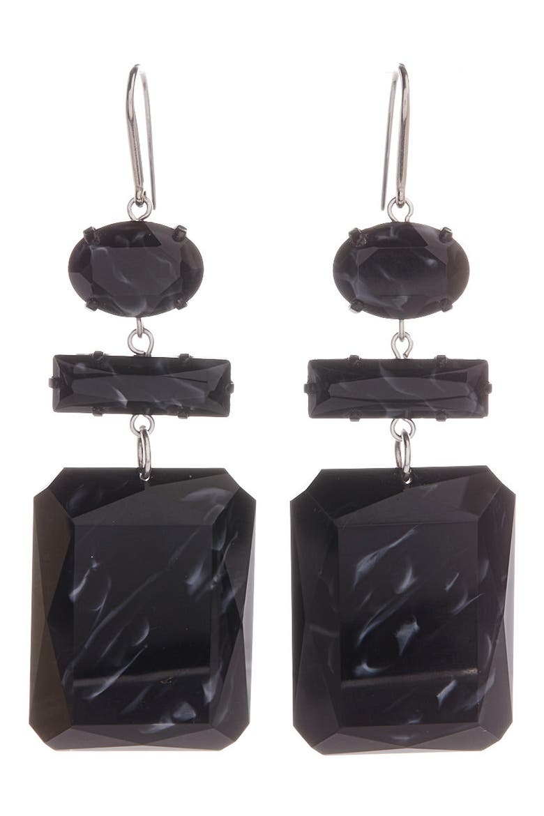Geometric Resin Drop Earrings, Main, color, BLACK/SILVER