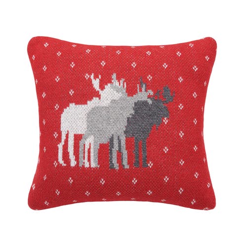 C & F Home C&f Home 3 Moose Cotton Small/petite Accent Pillow, 10" X 10" In Red