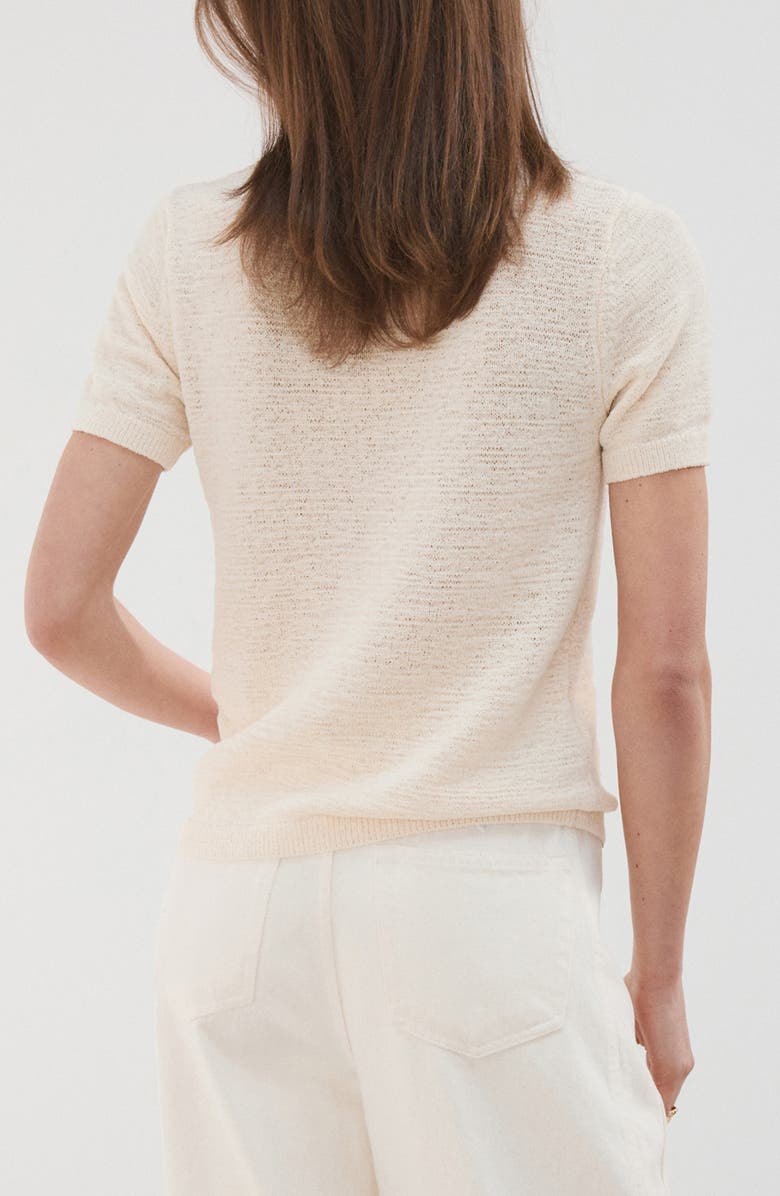 MANGO Short Sleeve Sweater, Alternate, color, Ecru