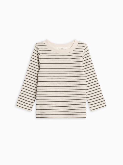Kendi Rory Ribbed Long Sleeve Top In Neutral