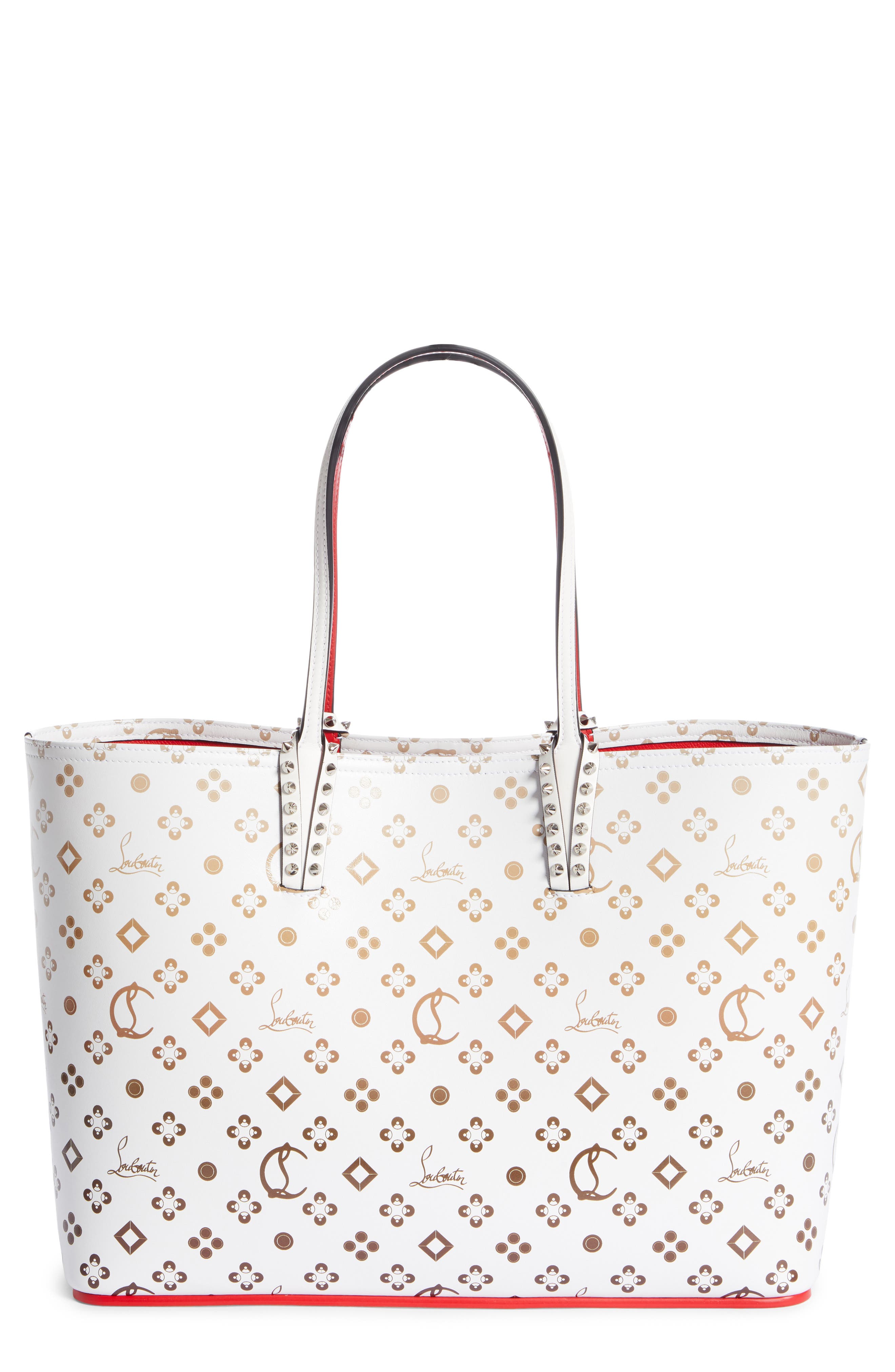 Cabata Loubinthesky Leather Tote, Main, color, SNOW-NUDES/ SNOW