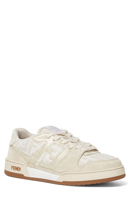 Fendi Match Ff Jacquard And Leather Sneakers In Neutral